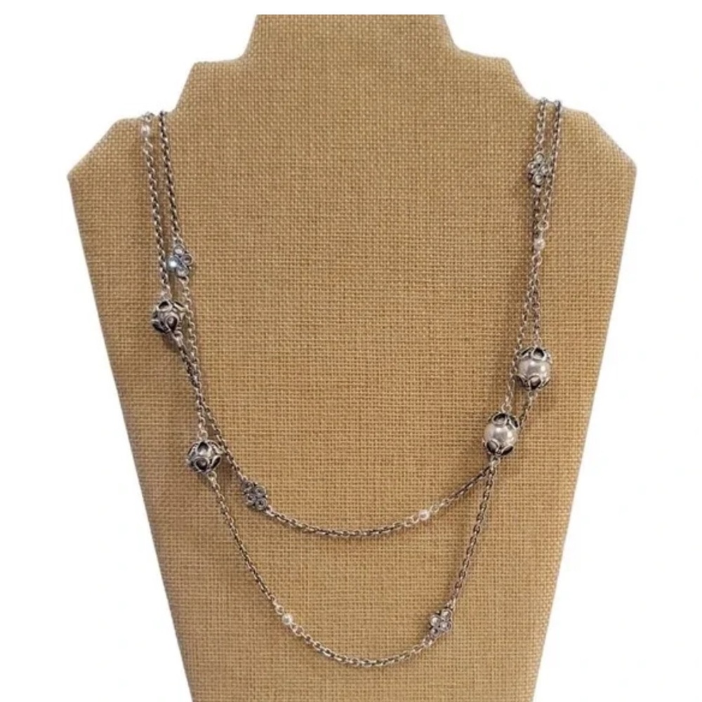 White House Black Market Silver Beaded Necklace $38 NWT